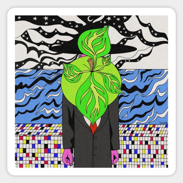 Homage to Rene Magritte Sticker by vswizzart